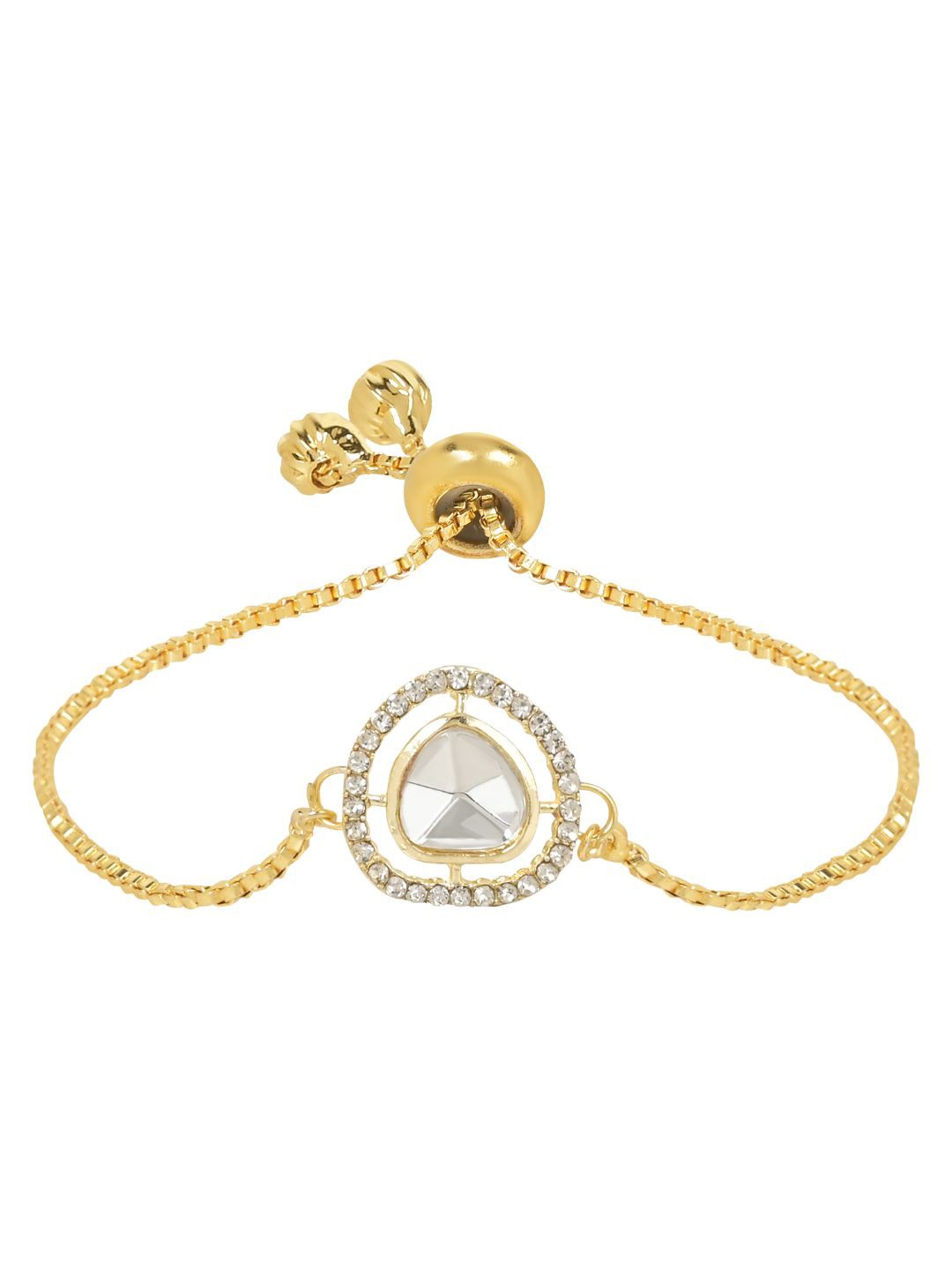 

I Jewels Gold-Plated Stone Studded Charm Bracelet