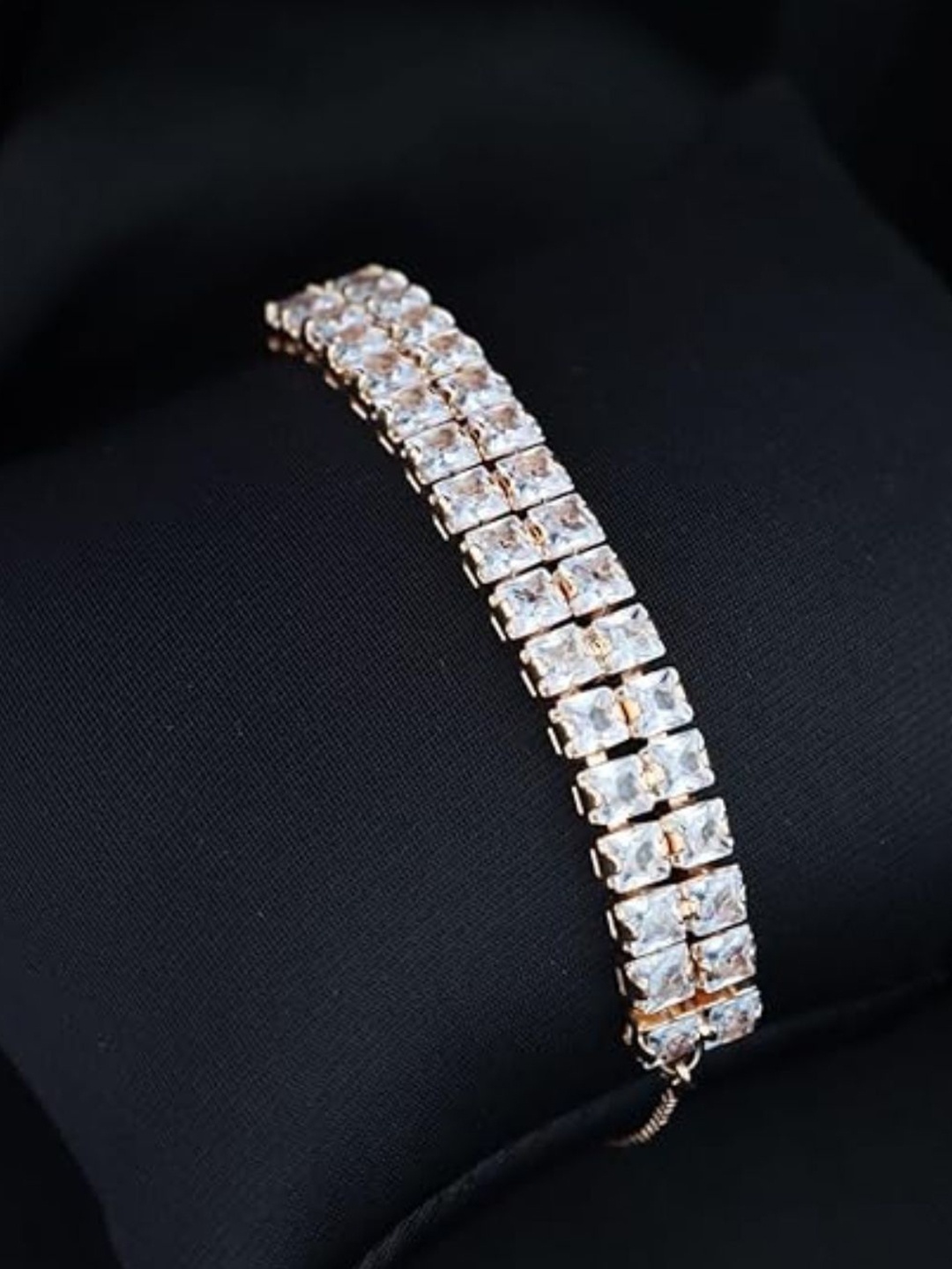 

I Jewels Rose Gold-Plated CZ Studded Charm Bracelet