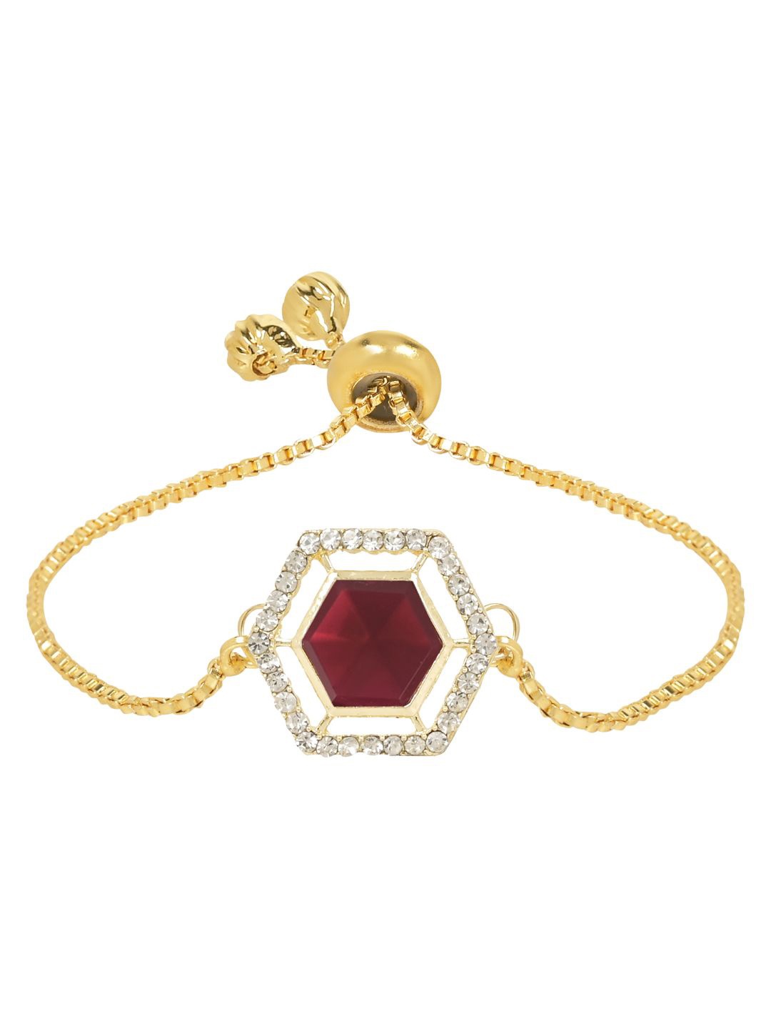 

I Jewels Gold-Plated Stone Studded Charm Bracelet