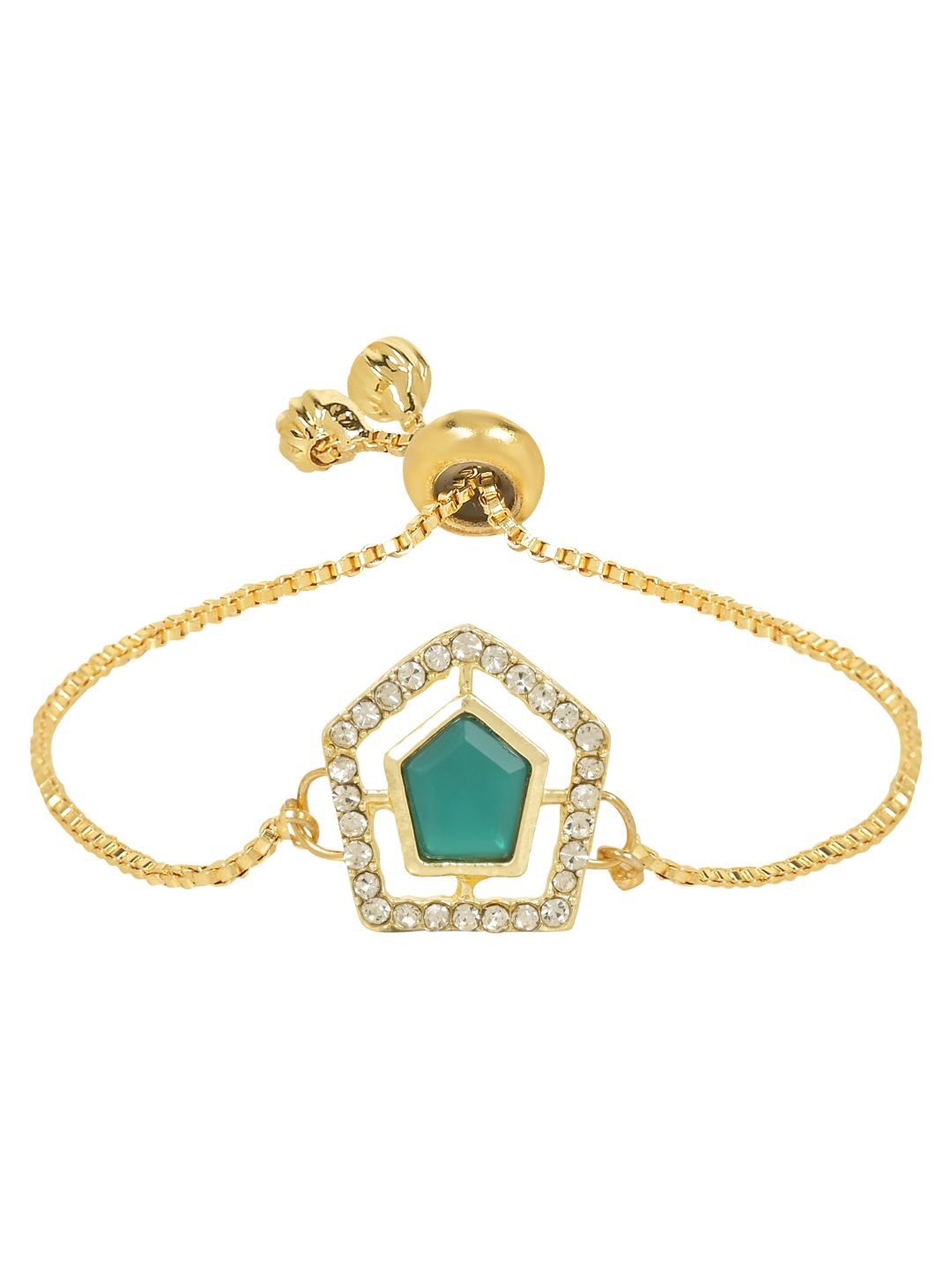 

I Jewels Gold-Plated Stone Studded Charm Bracelet