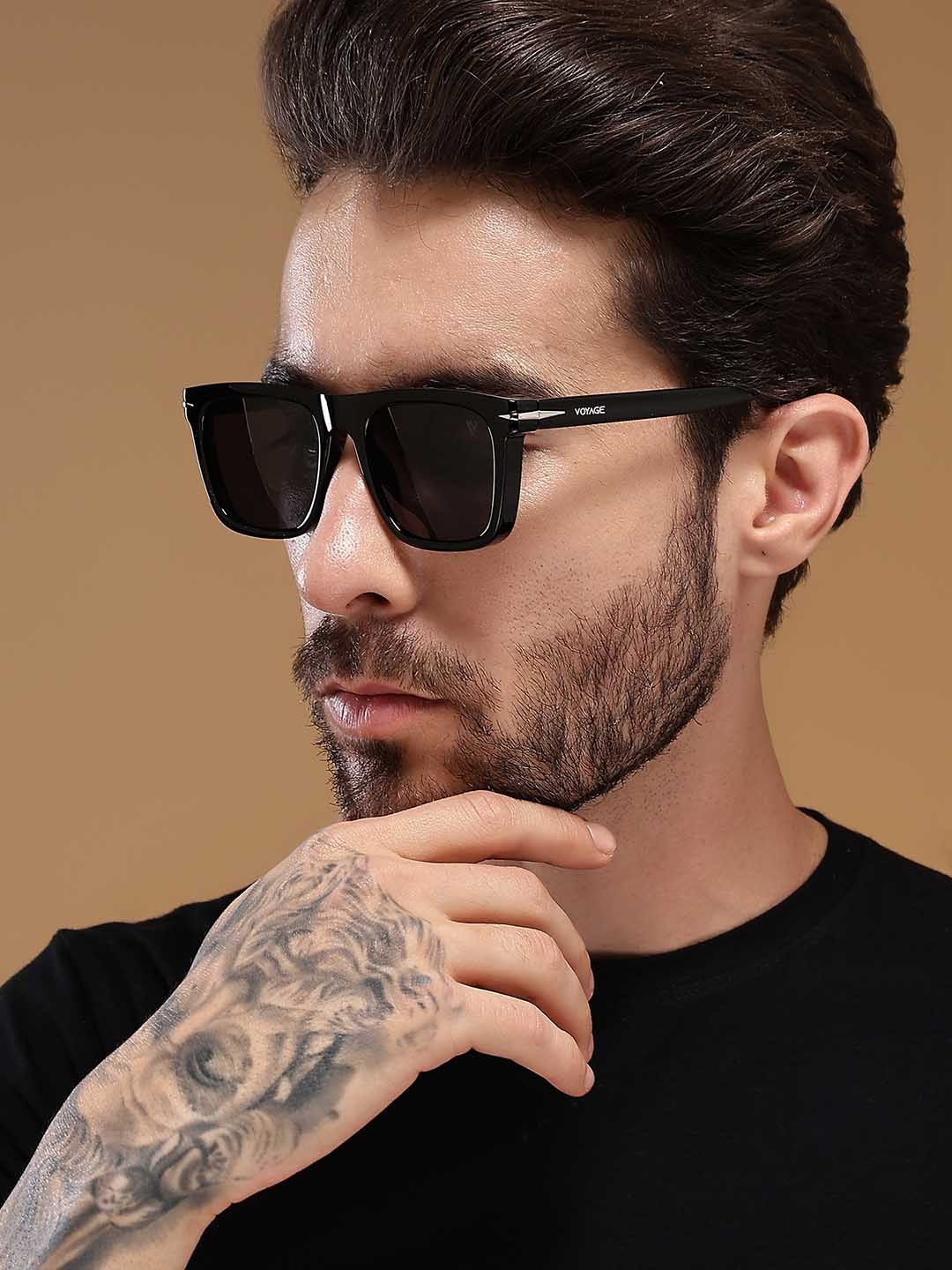 

Voyage Unisex Black Wayfarer Sunglasses with Polarised and UV Protected Lens