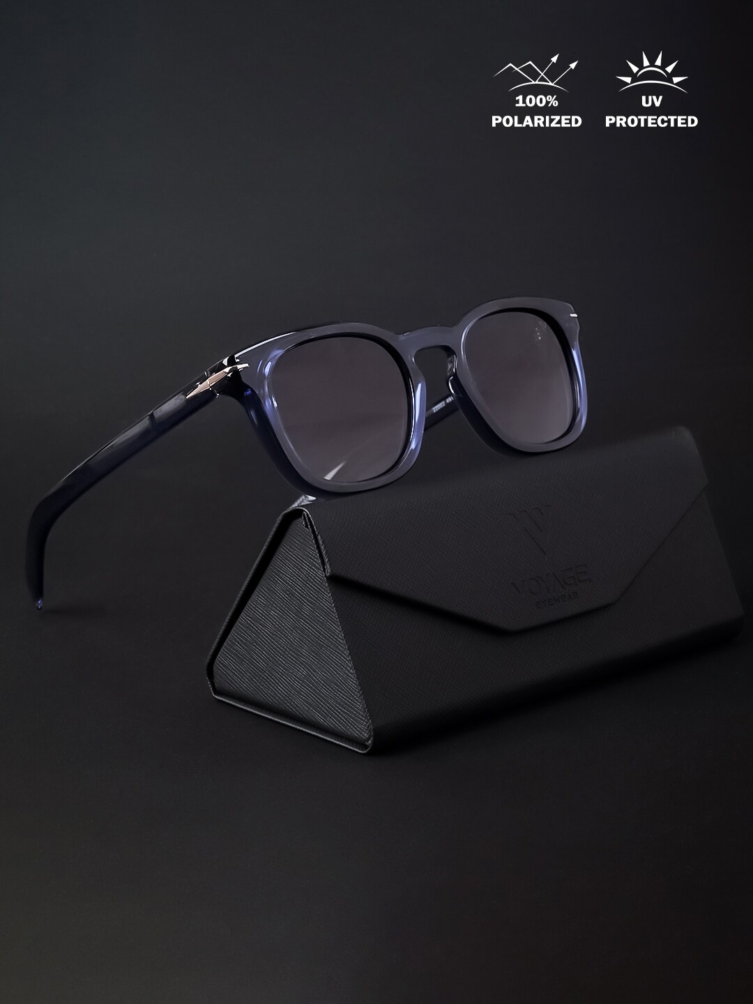 

Voyage Unisex Wayfarer Sunglasses With Polarised & UV Protected Lens, Black