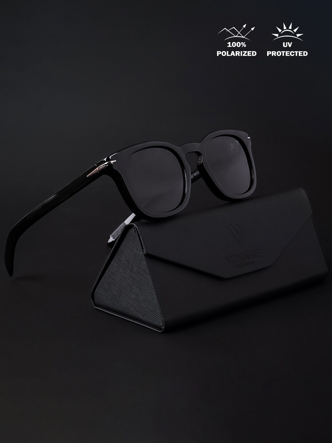 

Voyage Unisex Wayfarer Sunglasses With Polarised And UV Protected Lens, Black
