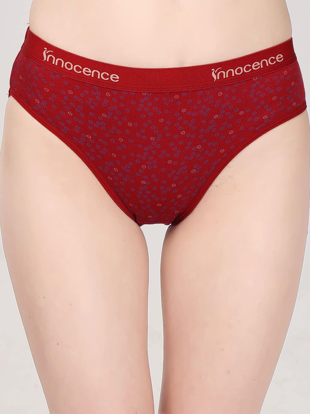 

Innocence Women Mid-Rise Cotton Hipster Briefs BBAPLIN91892_S, Maroon