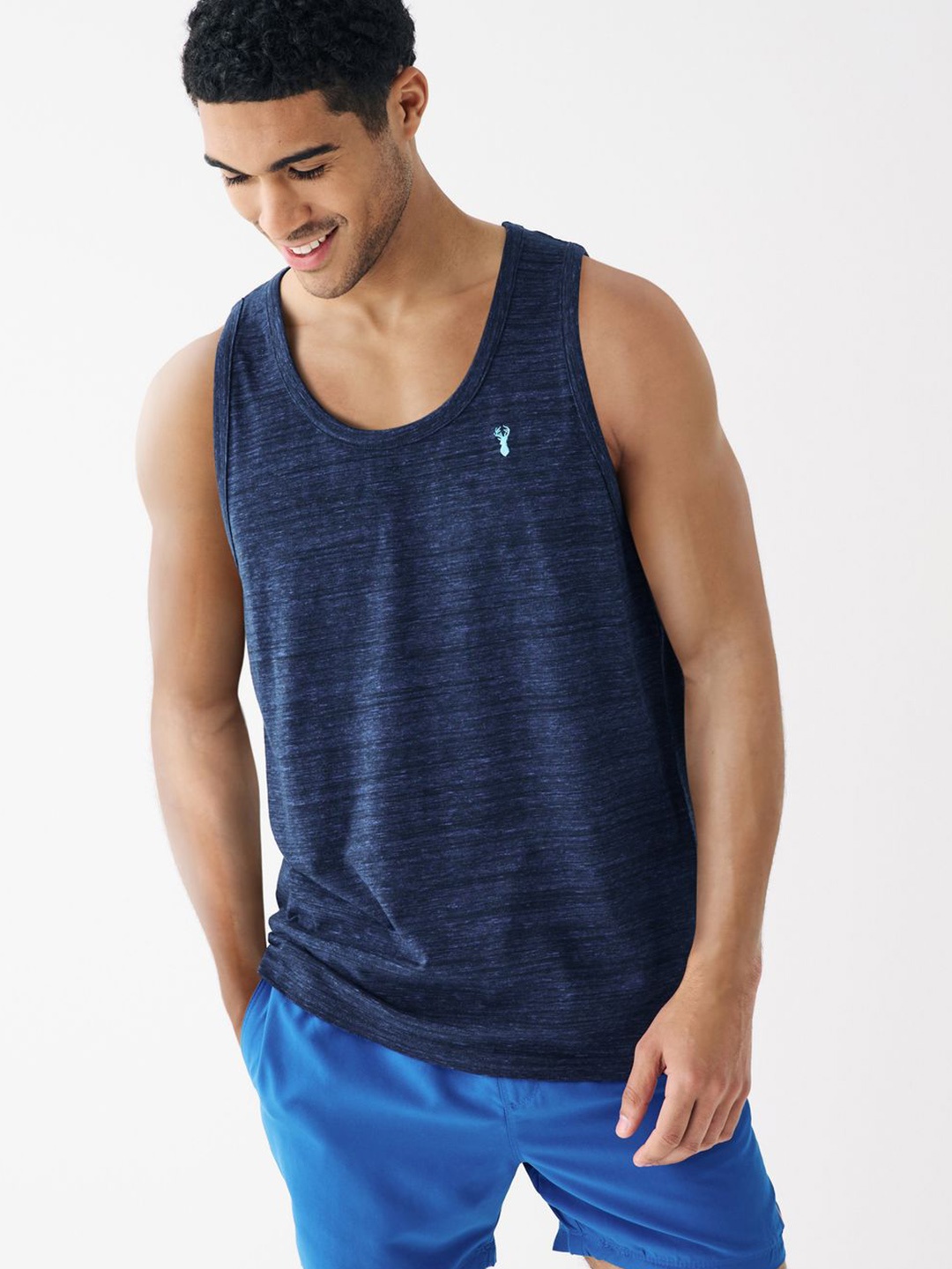 

NEXT Men Basic Speckled Detailed Innerwear Vest C05479-Blue, Navy blue