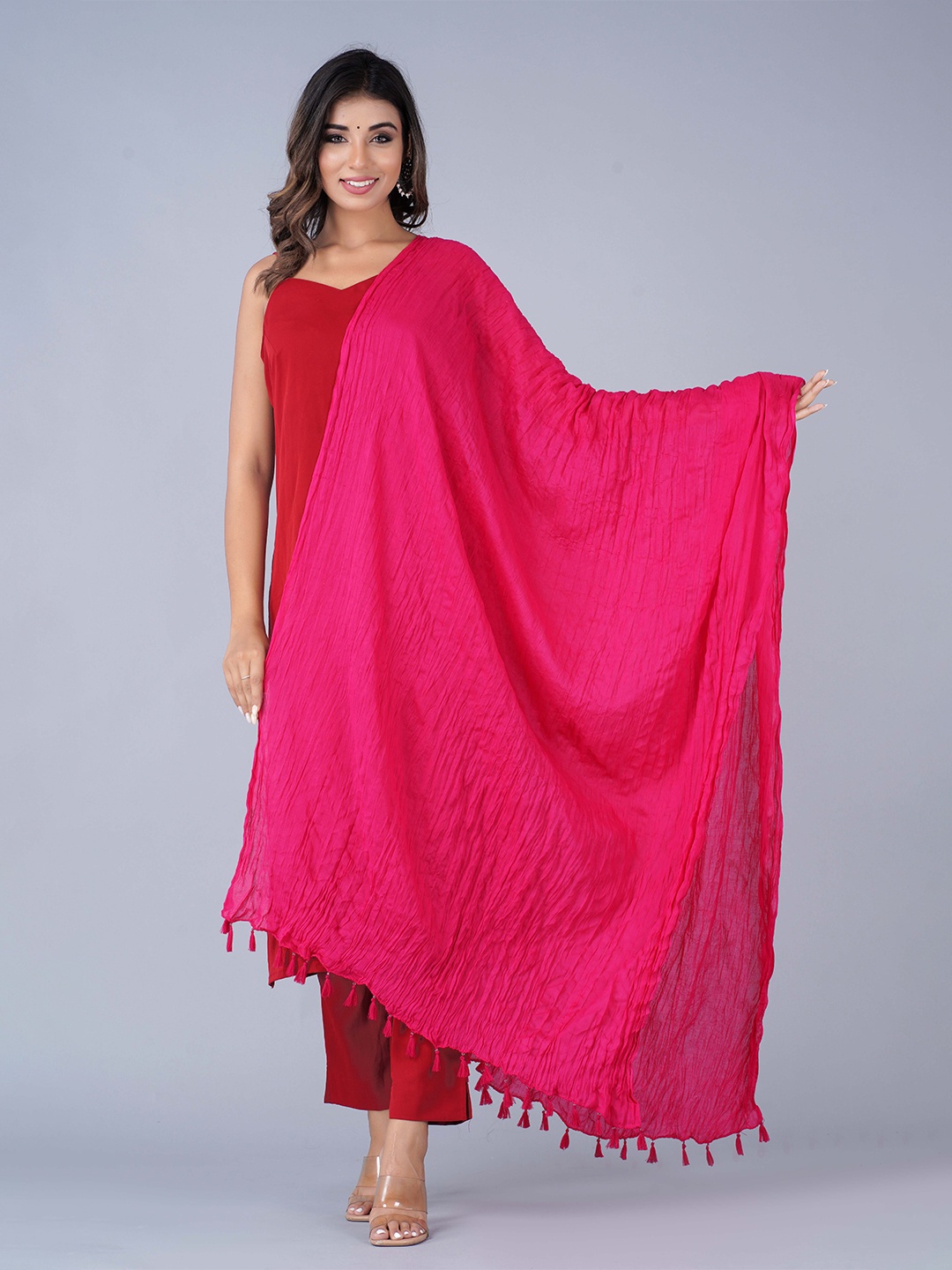 

HERE&NOW Pink Cotton Dupatta