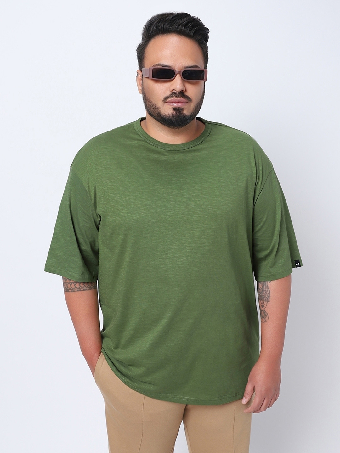 

Bewakoof Air 1.0 Oversized Plus Size T-shirt, Green