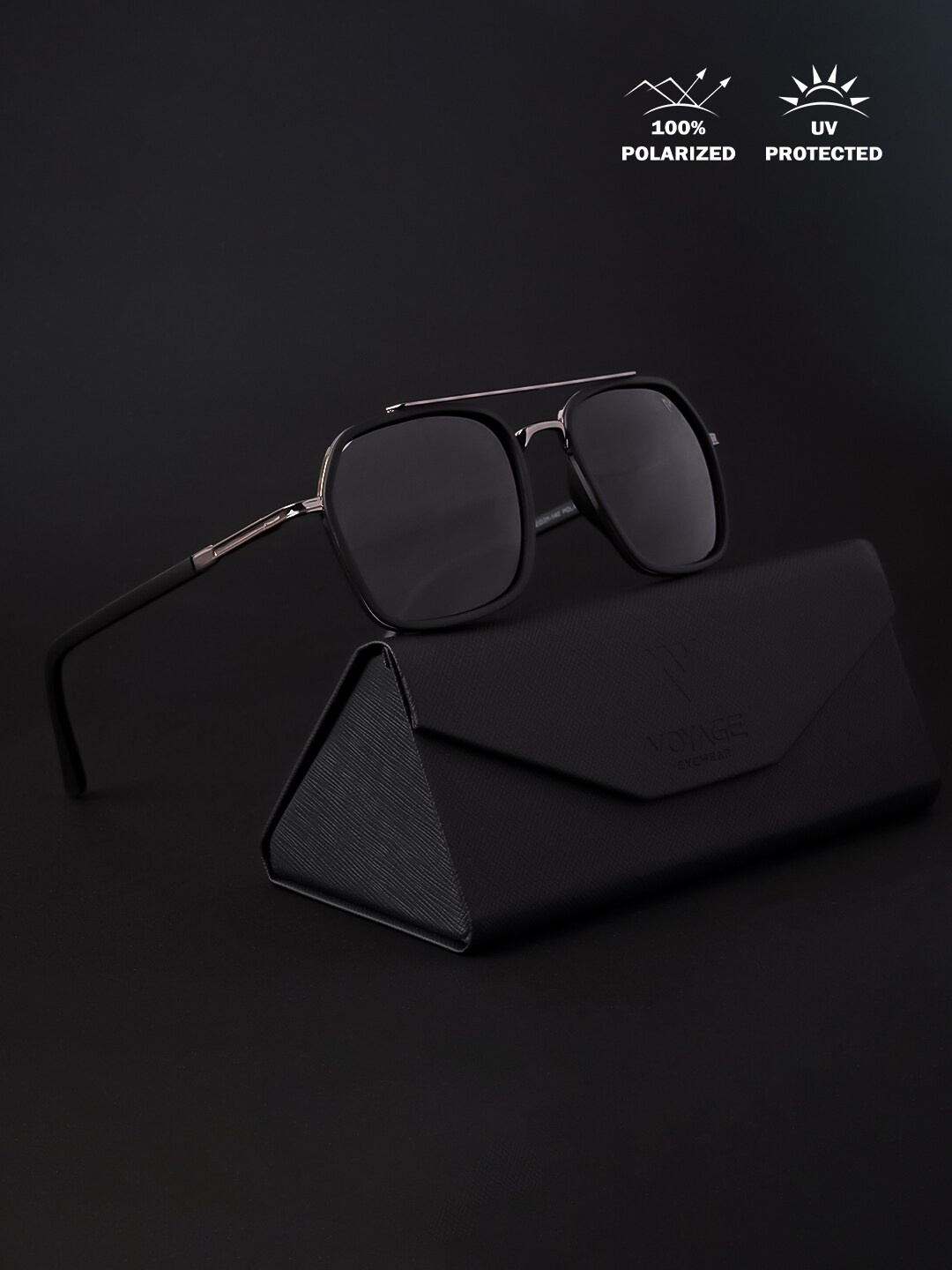 

Voyage Unisex Lens & Wayfarer Sunglasses With Polarised And UV Protected Lens 8054MG4208, Black