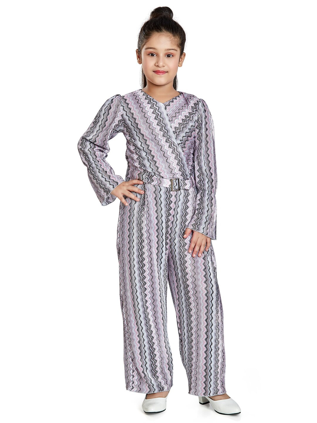 

Peppermint Girls Printed Basic Jumpsuit, Peach