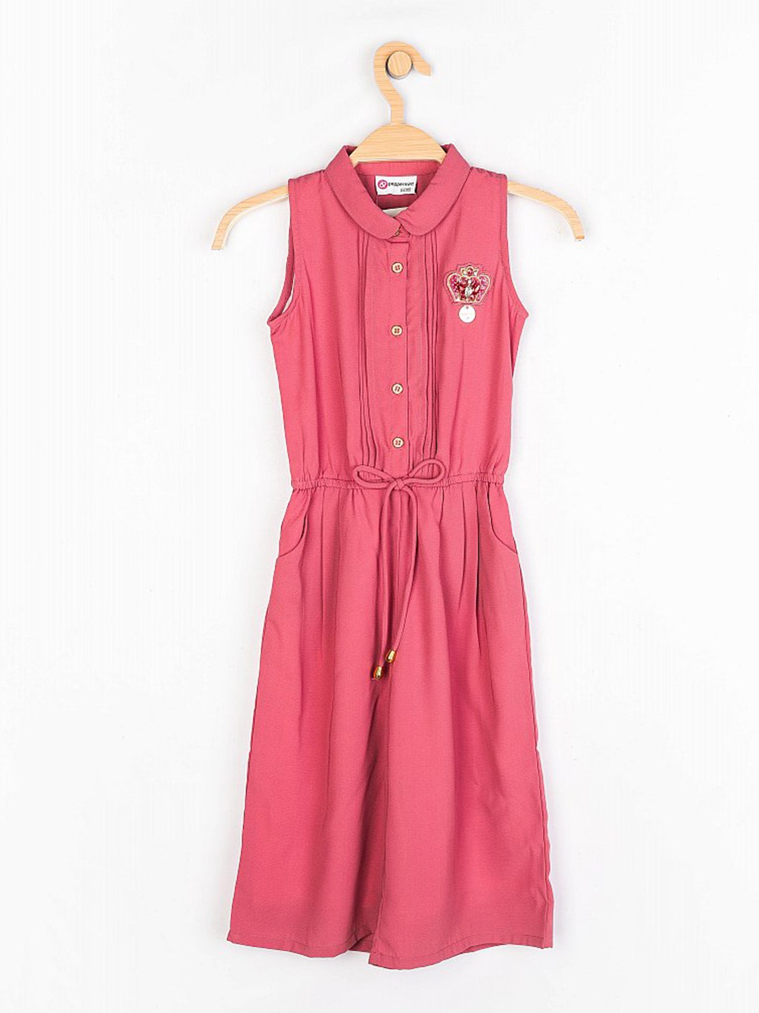 

Peppermint Girls Shawl Neck Sleeveless Basic Jumpsuit, Mauve