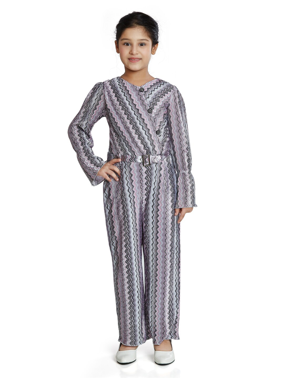 

Peppermint Girls Printed Basic Jumpsuit, Pink