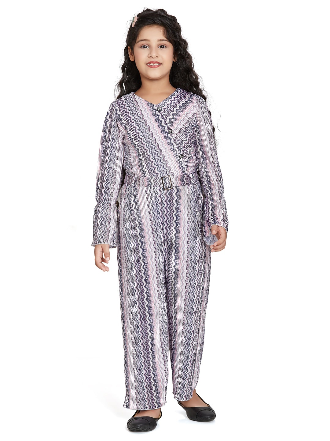 

Peppermint Girls Geometric Printed Basic Jumpsuit, Grey