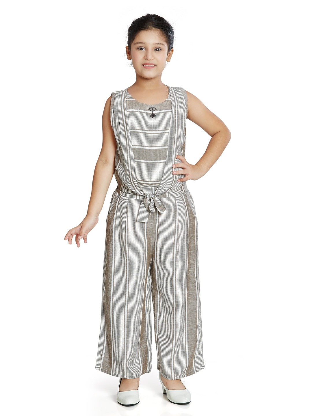 

Peppermint Girls Striped Basic Jumpsuit, Brown