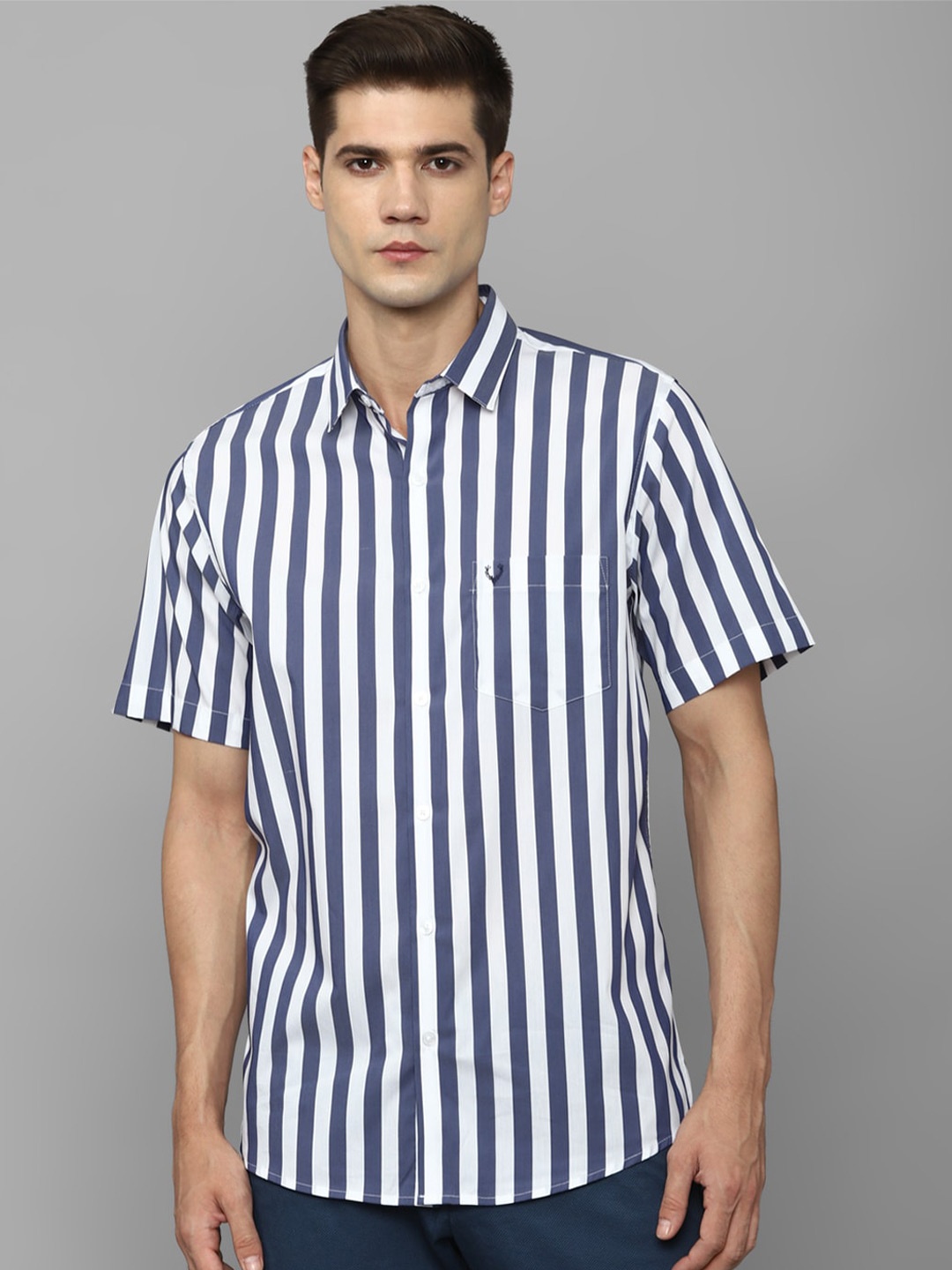 

Allen Solly Slim Fit Opaque Striped Casual Cotton Shirt, Blue