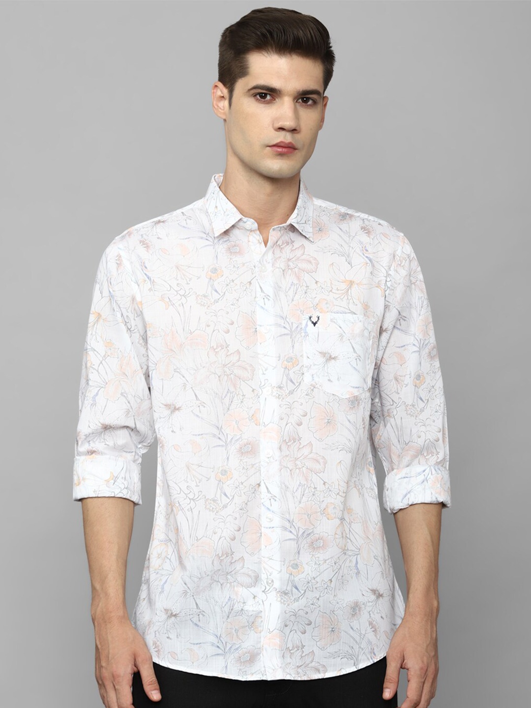 

Allen Solly Slim Fit Floral Opaque Printed Casual Cotton Shirt, White