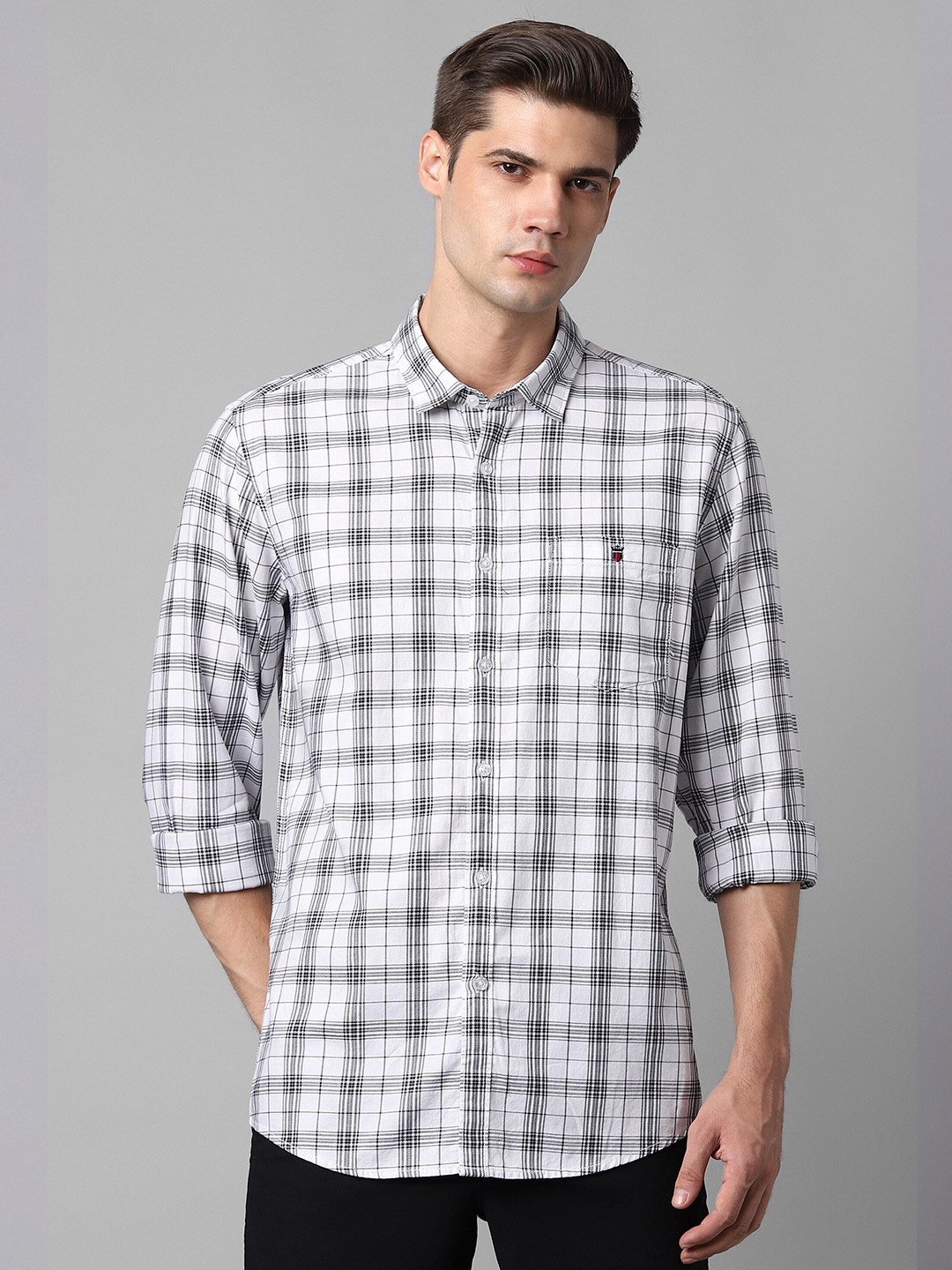 

Louis Philippe Jeans Slim Fit Tartan Checked Pure Cotton Casual Shirt, White