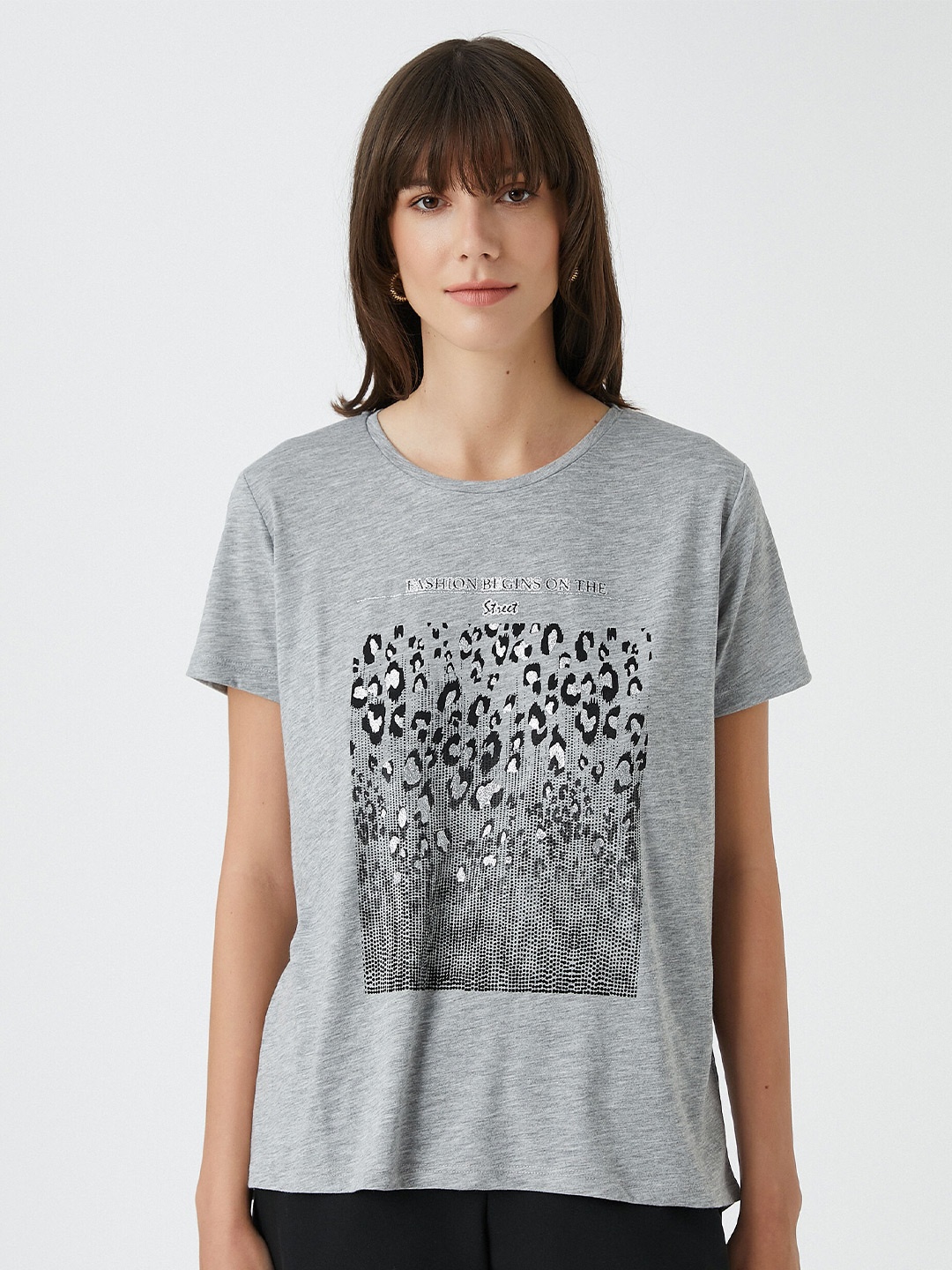 

Koton Animal Skin Printed T-shirt, Grey