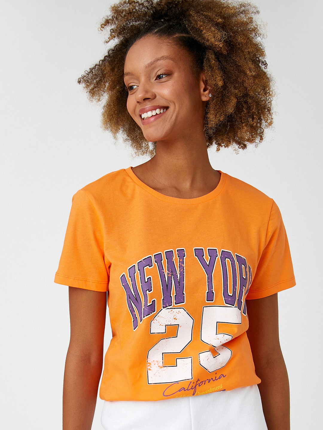 

Koton Typography Printed Pure Cotton T-shirt, Orange