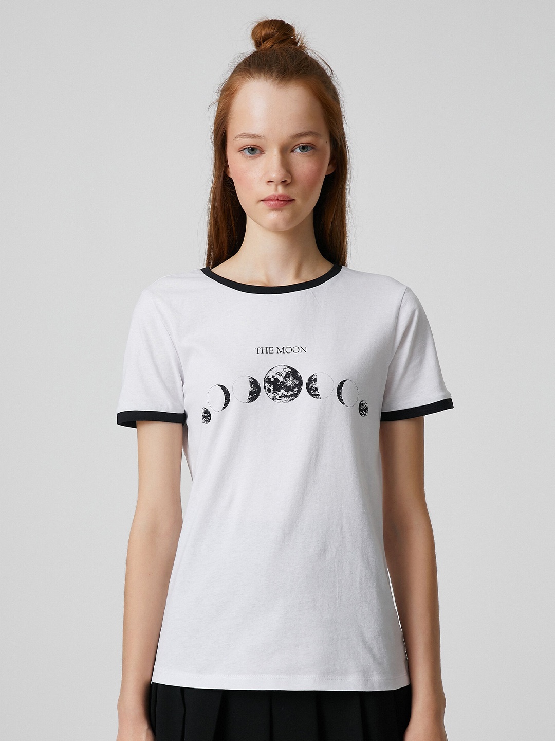 Koton Graphic Printed Pure Cotton T-shirt, White