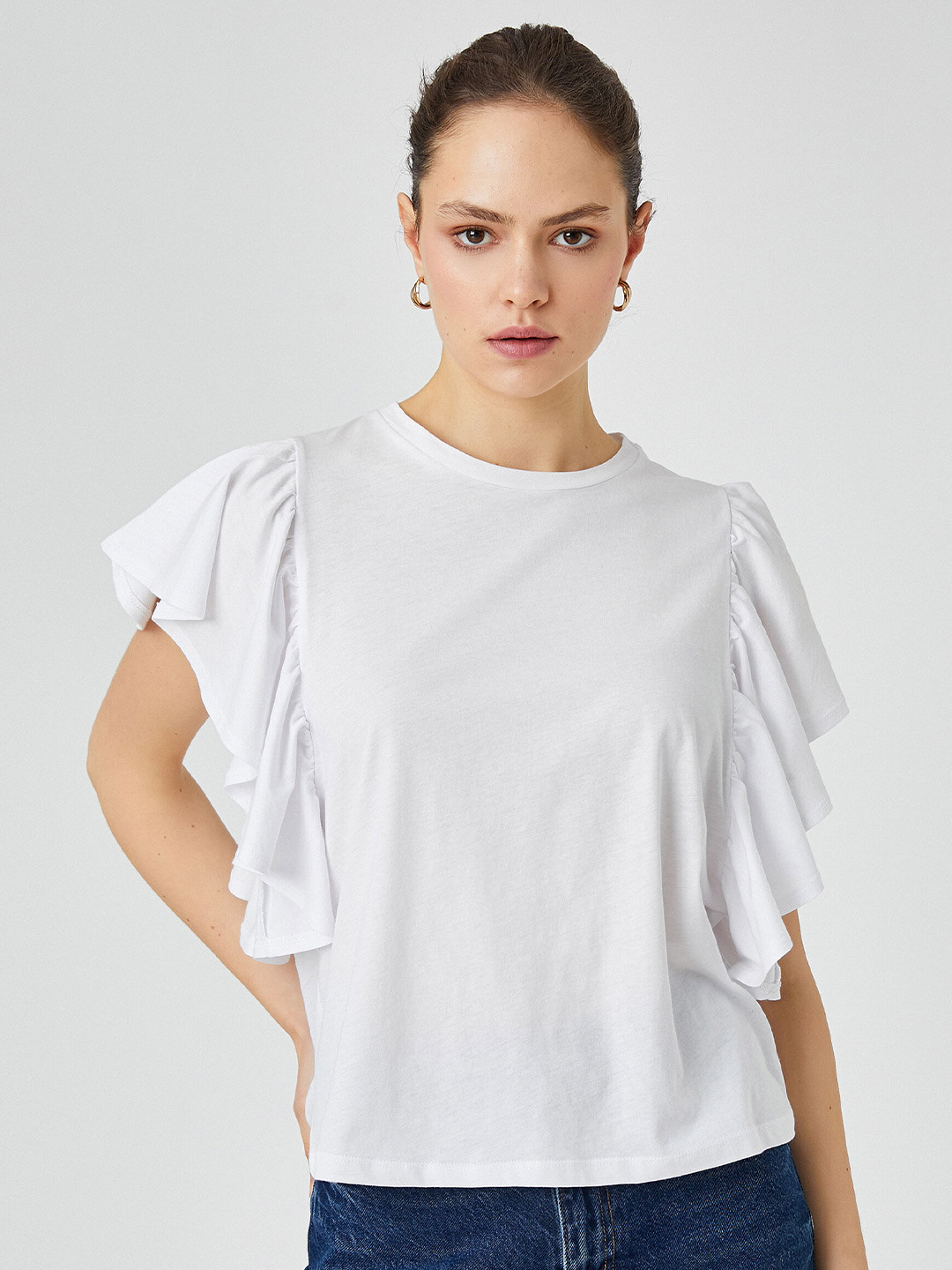 

Koton Extended Sleeves Pure Cotton T-shirt, White