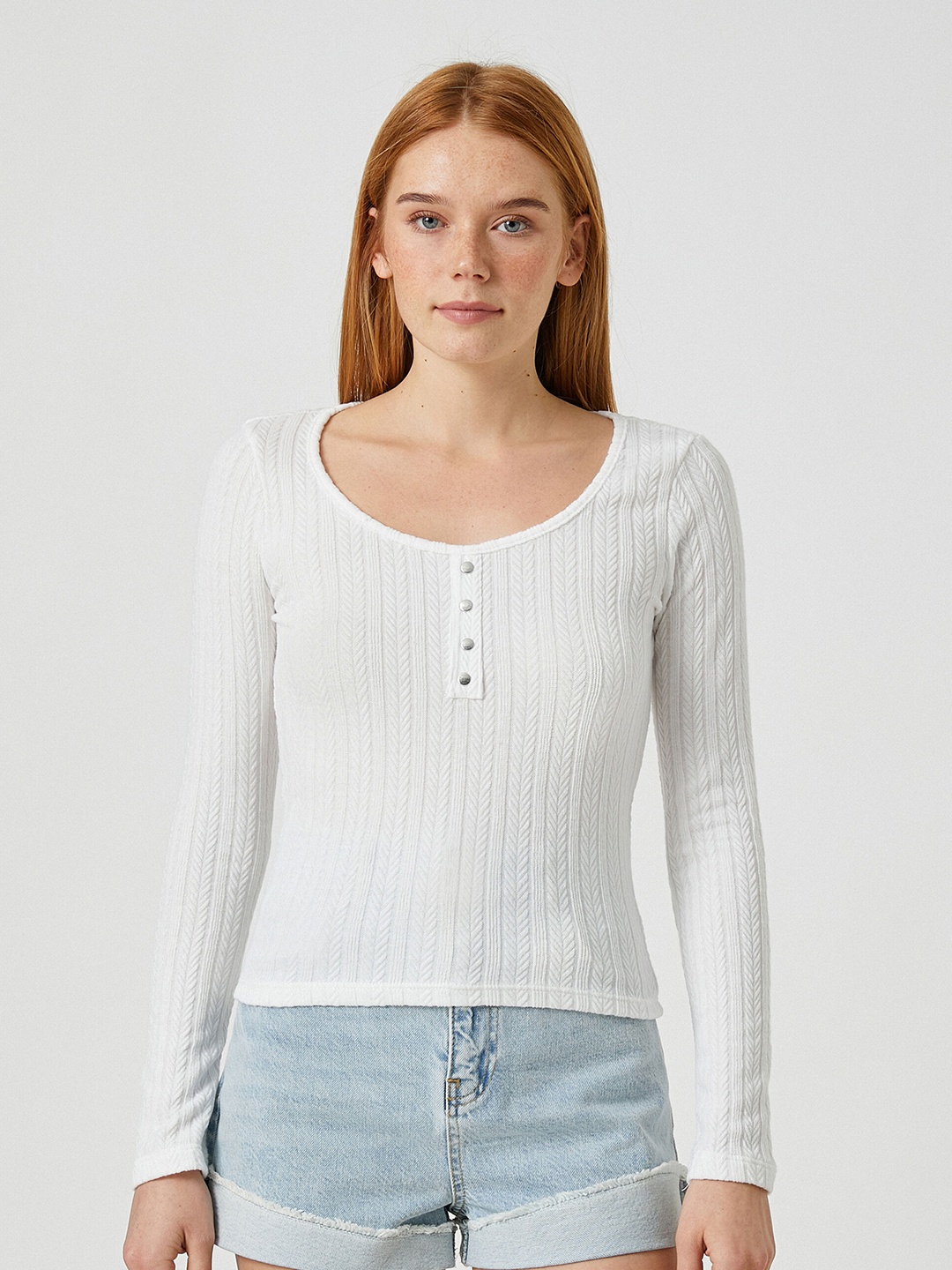 

Koton Henley Neck Long Sleeves T-shirt, White