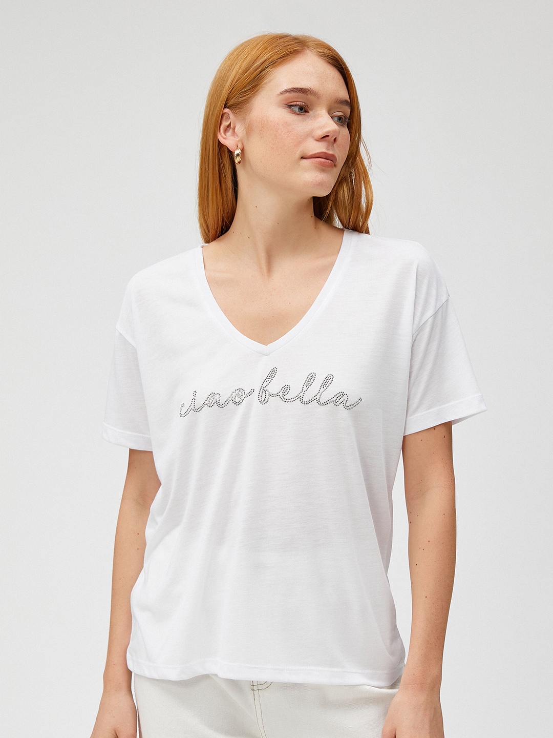 

Koton Typography Printed Drop Shoulder Sleeves T-shirt, White