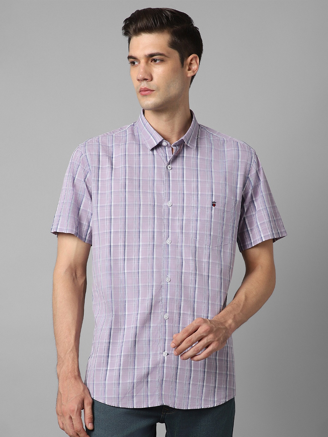 

Louis Philippe Sport Slim Fit Checked Pure Cotton Casual Shirt, Purple