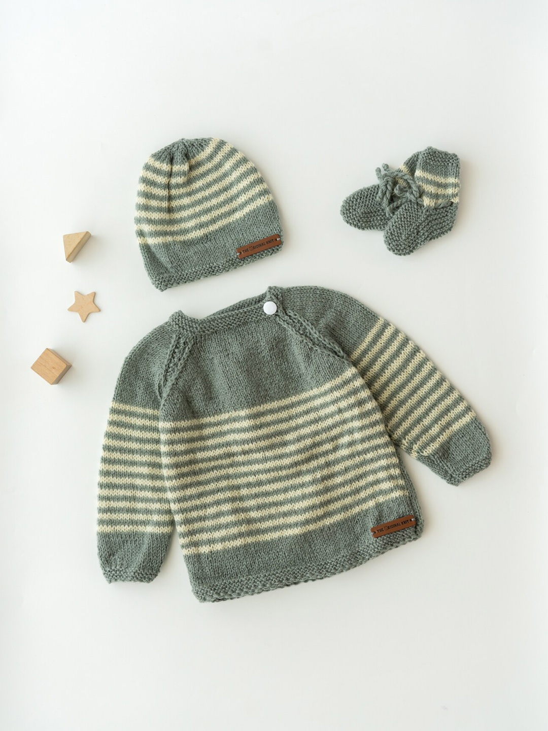 

The Original Knit Infant Kids Striped Acrylic Pullover Sweater Set, Grey