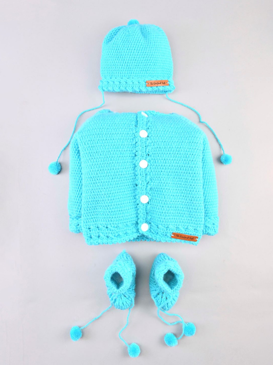 

The Original Knit Infant Kids Ribbed Acrylic Cardigan Sweater Set, Blue