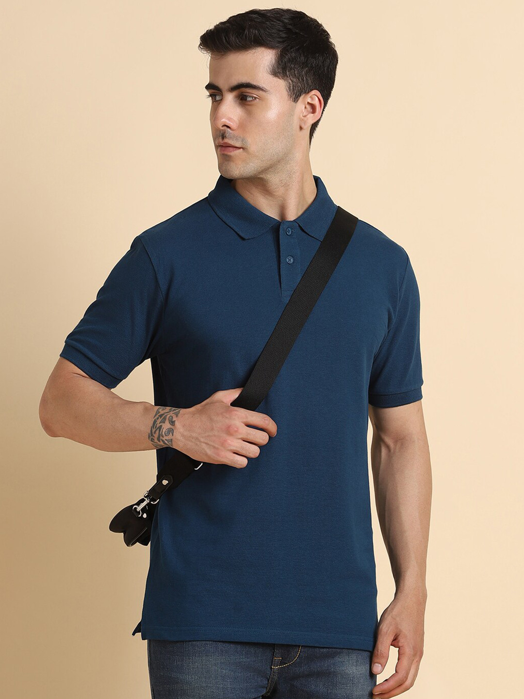 

Dennis Lingo Polo Collar Cotton T-shirt, Blue