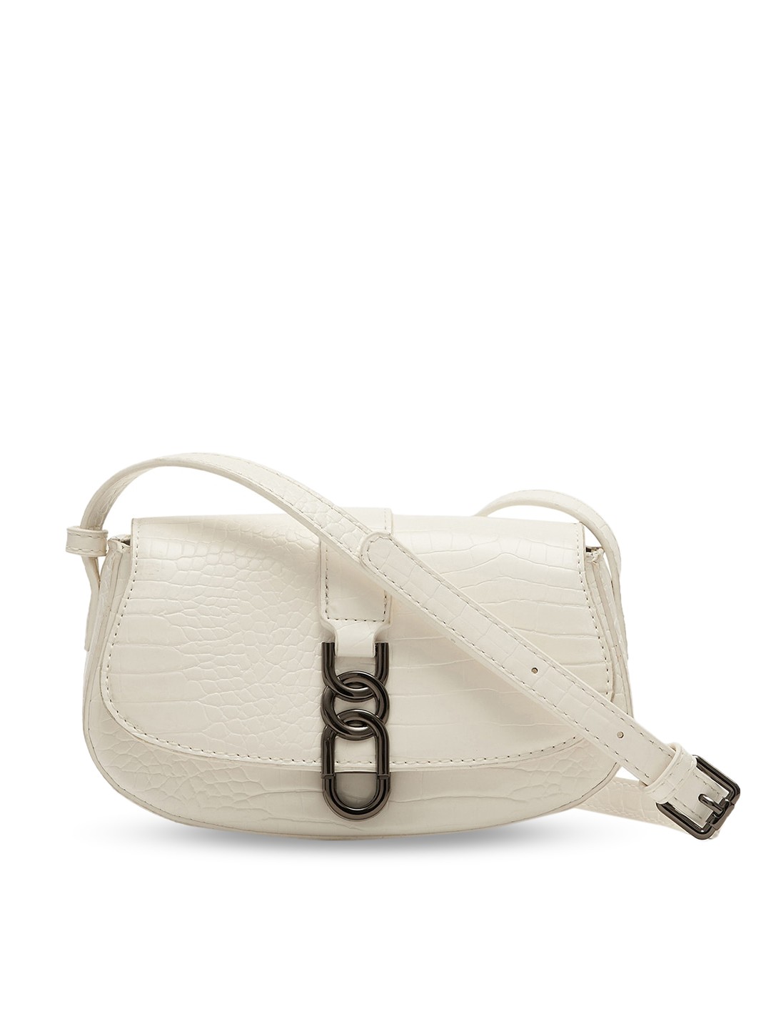

MIRAGGIO Textured Structured Sling Bag, White