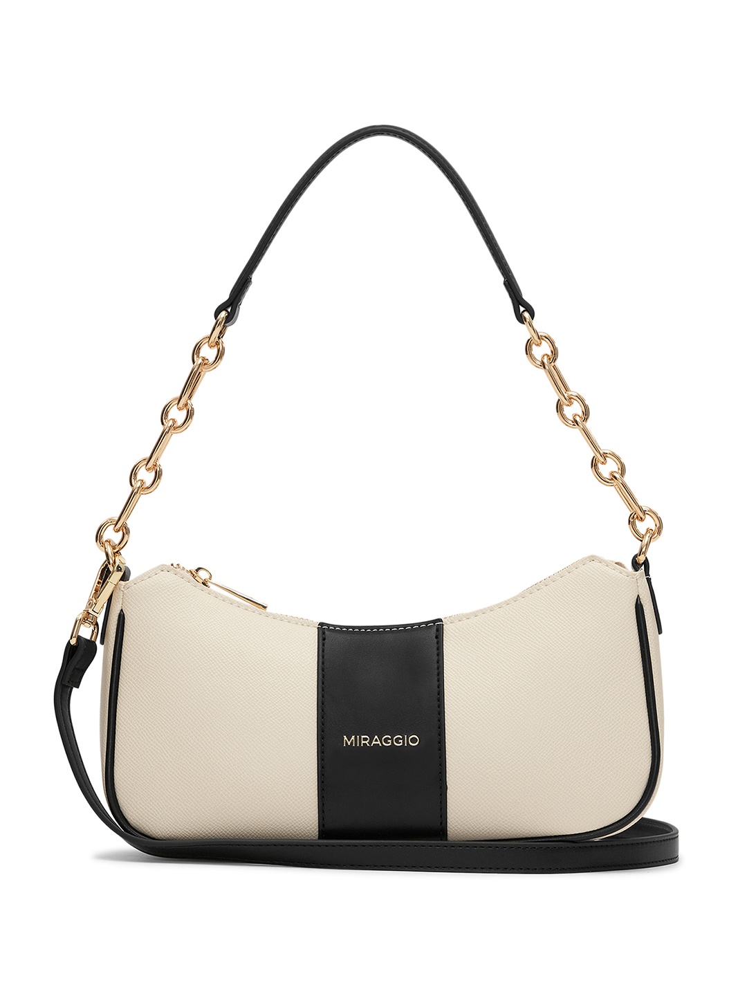 

MIRAGGIO Bella Shoulder Bag with Detachable & Adjustable Crossbody Strap, White