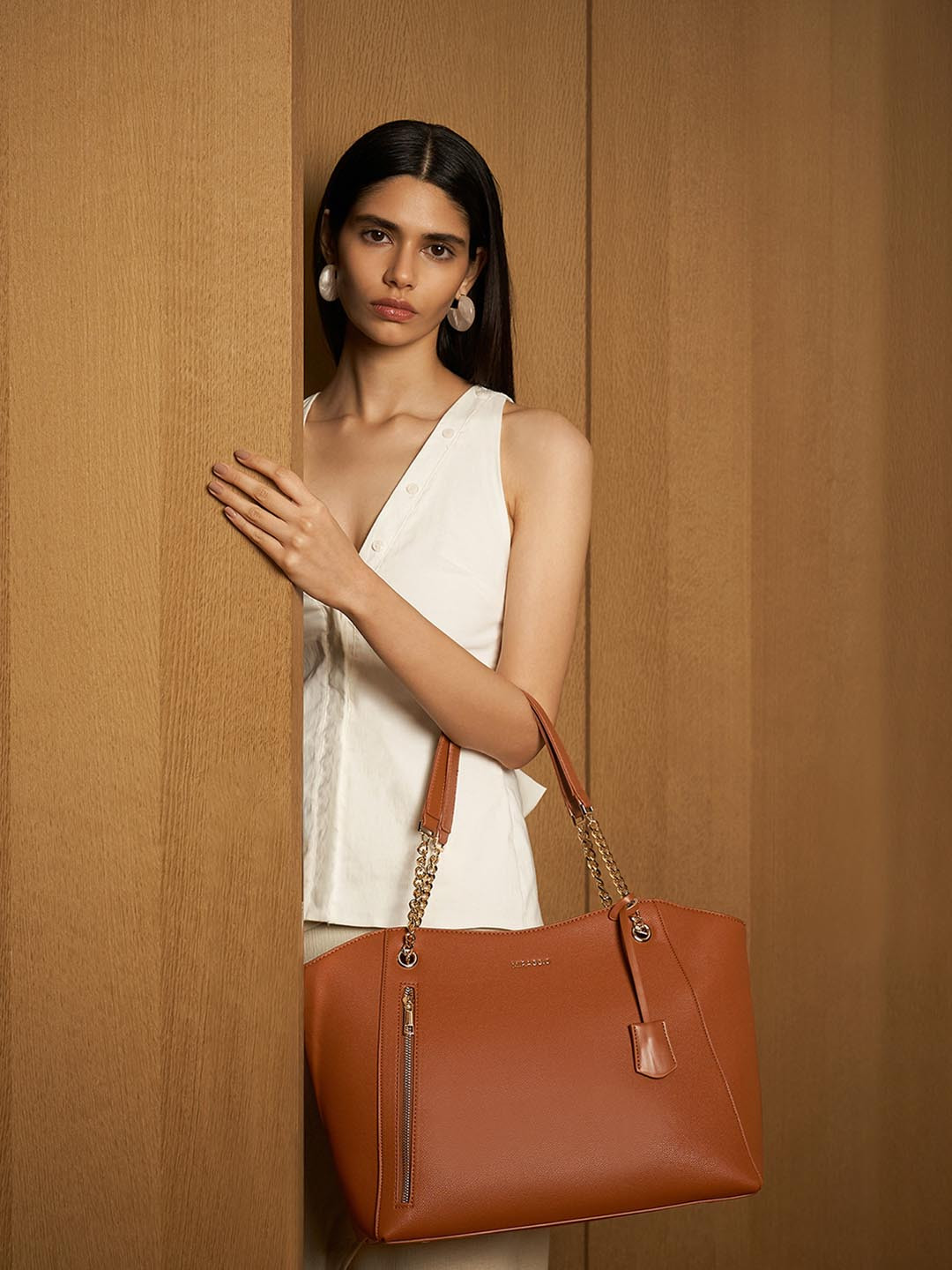 MIRAGGIO Dakota Brown Structured Tote bag