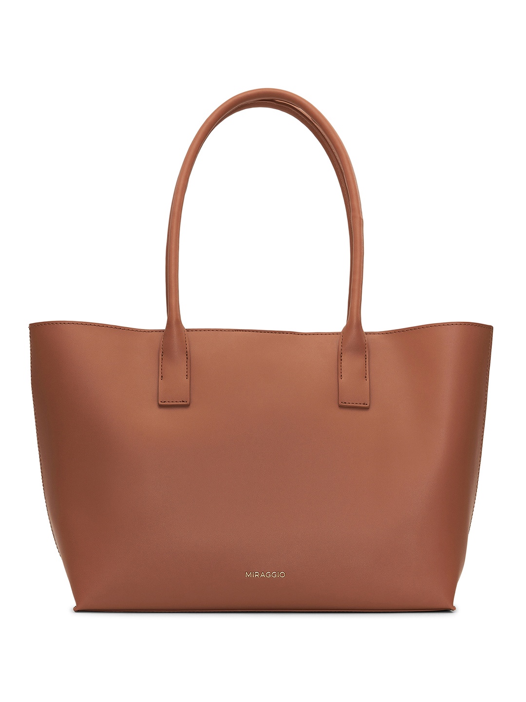MIRAGGIO Solid Tote Bag, Brown