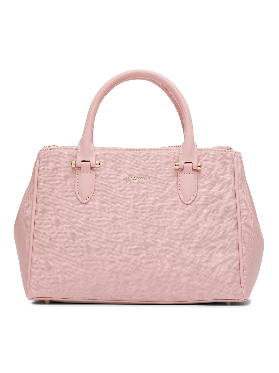 

MIRAGGIO Blair Pink Structured Handbag with Detachable Crossbody Strap