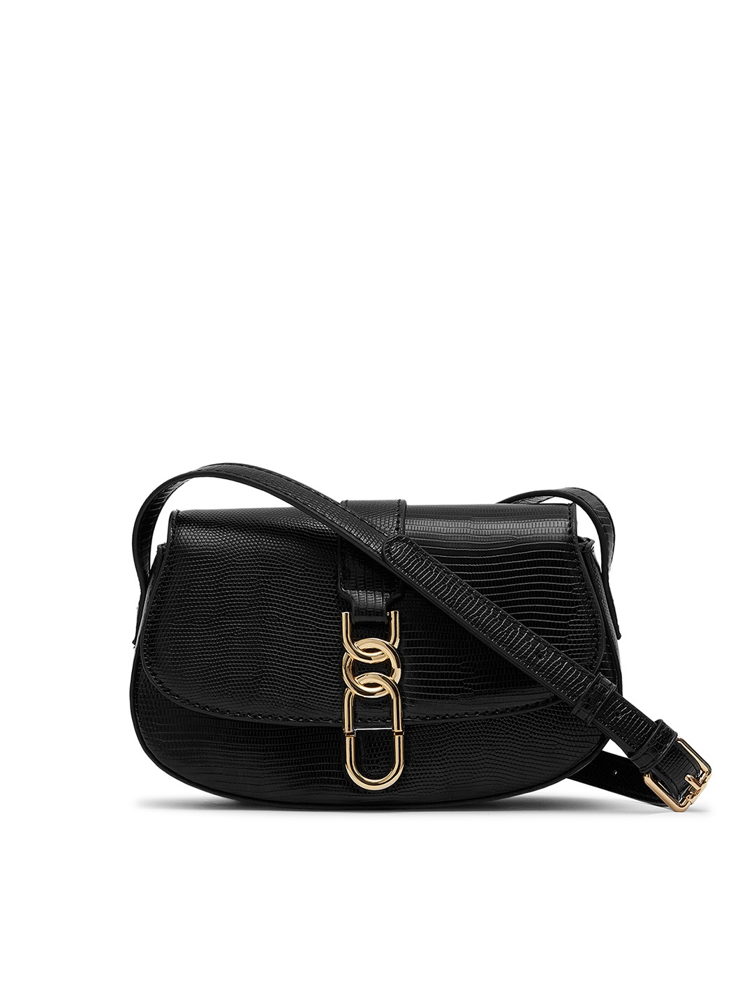 

MIRAGGIO Textured Structured Sling Bag, Black