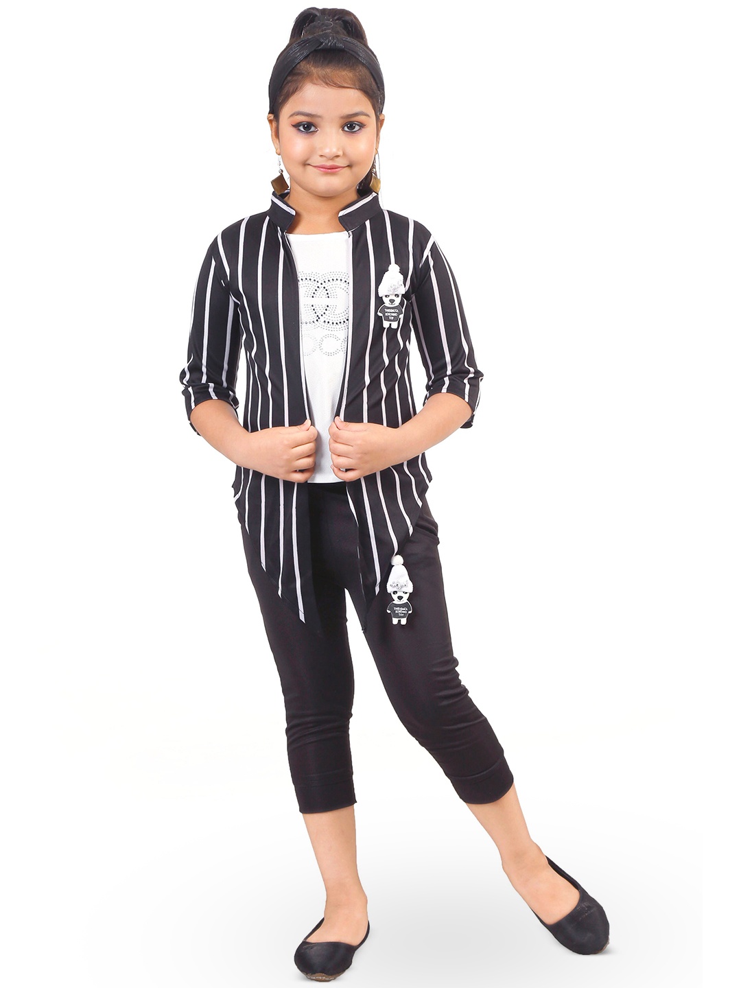 

BAESD Girls Striped Top with Capris, Black