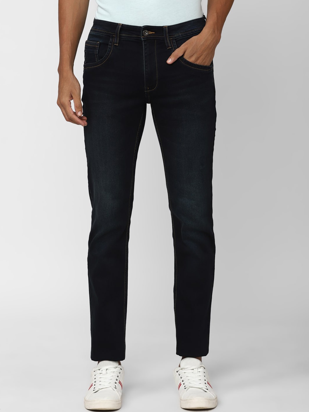

VAN HEUSEN DENIM LABS Men Mid-Rise Slim Fit Clean Look Light Fade Jeans, Navy blue