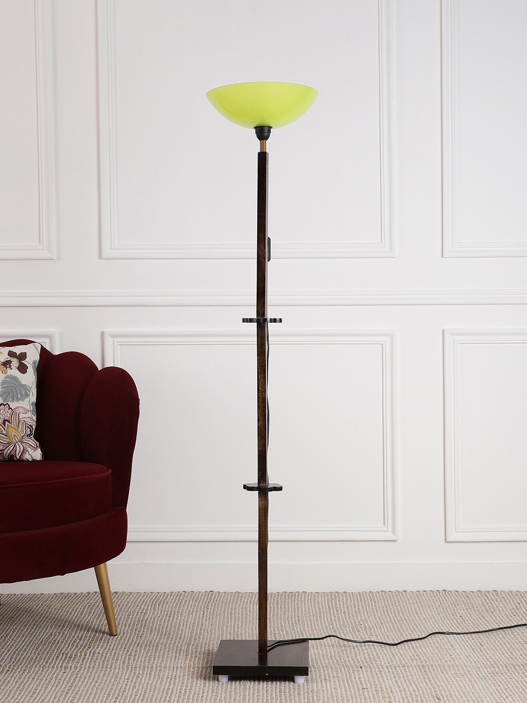 

SANDED EDGE Black & Green Iron Stand & Polypropylene Shade Floor Lamp