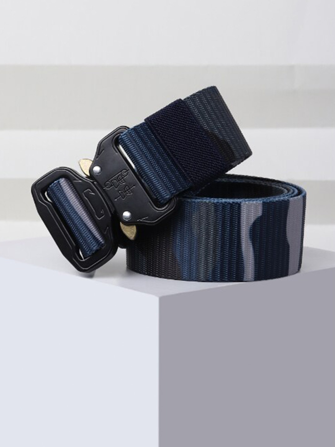 

Roadster Men Blue & Grey Woven Design Tactical Canvas Belt