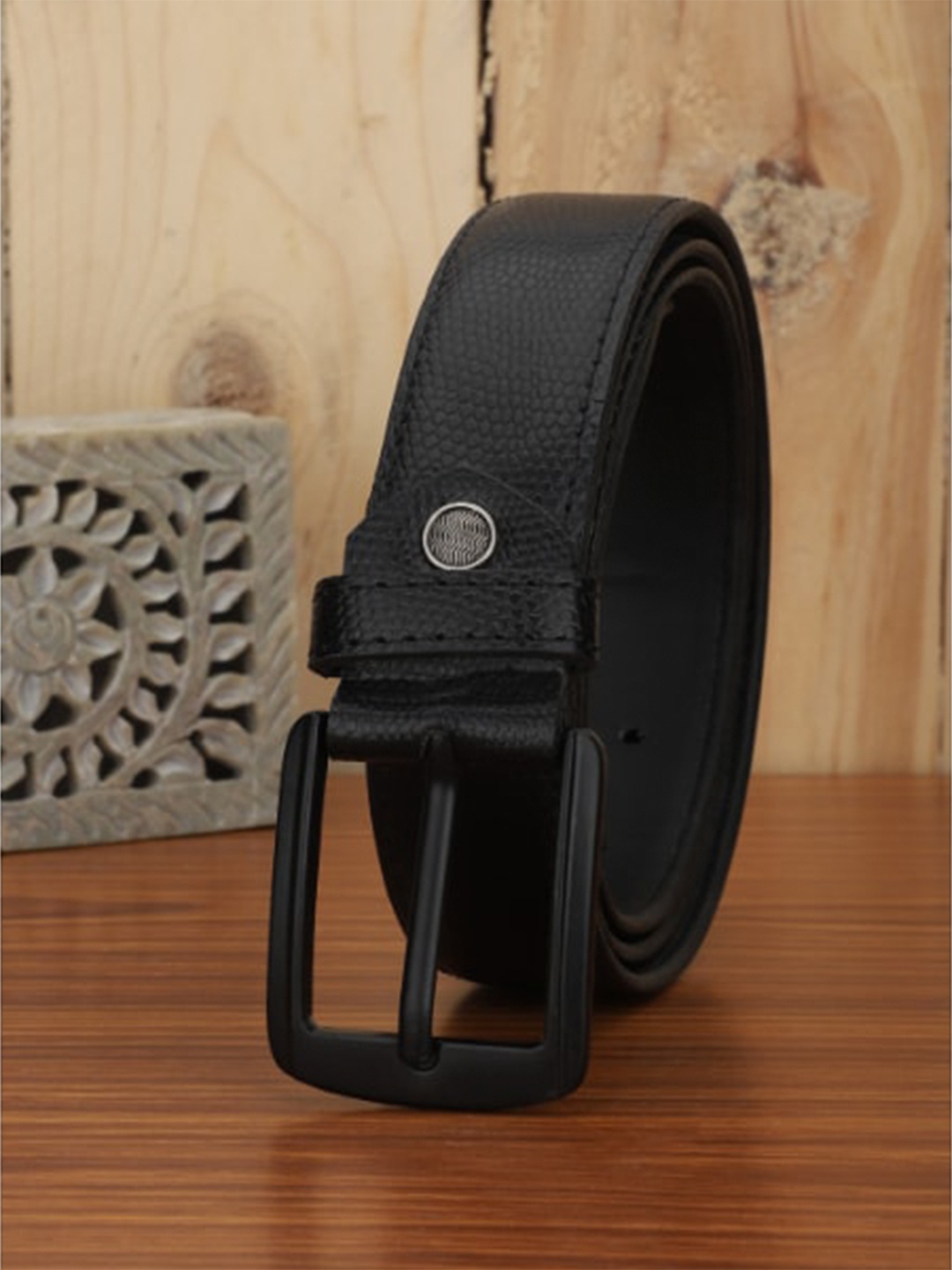 

Roadster Men Black Textured Formal Belt