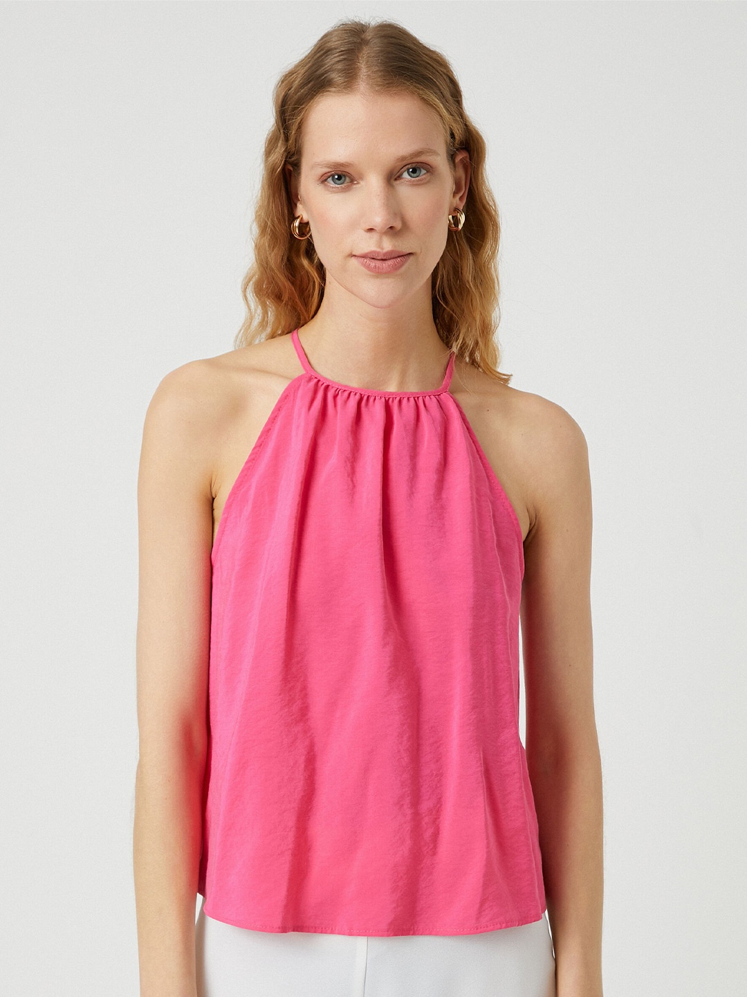 

Koton Tie-up Neck A-Line Top, Fuchsia