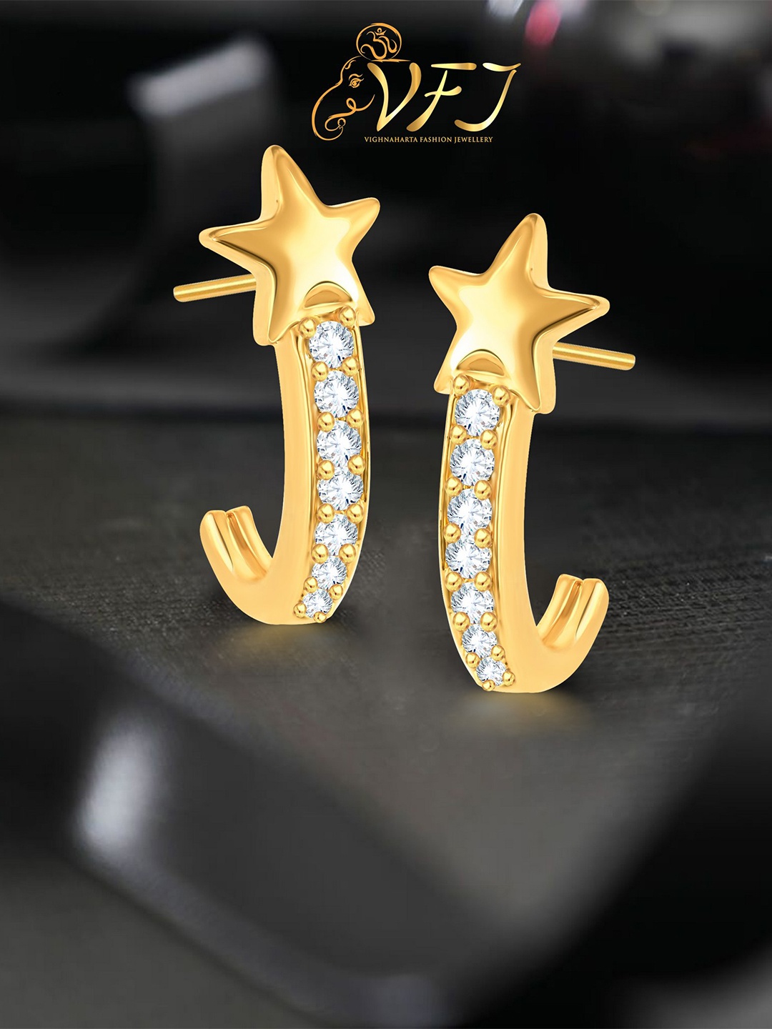 

Vighnaharta Gold-Plated Half Hoop Earrings