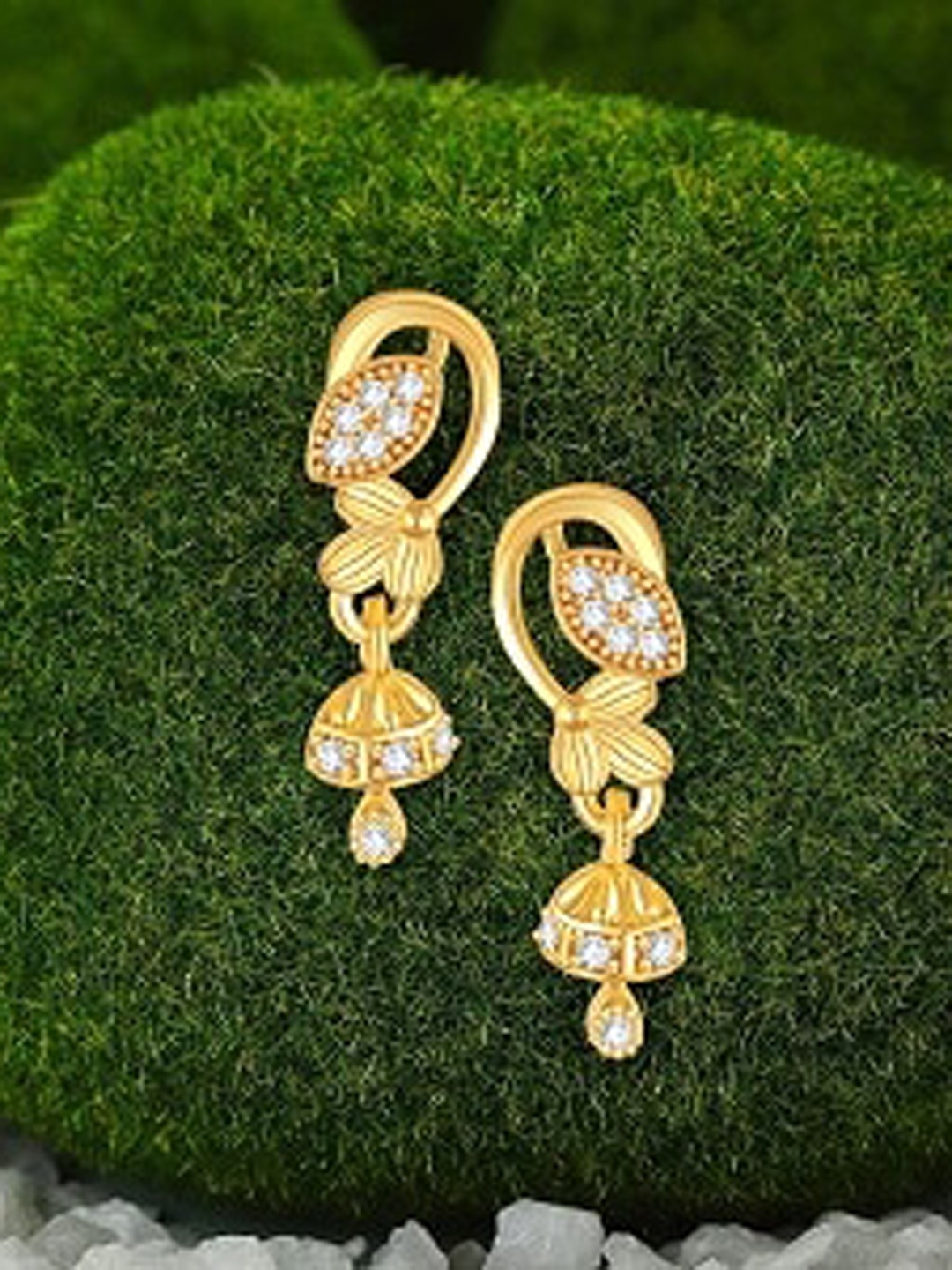 

Vighnaharta Gold-Plated Floral Drop Earrings
