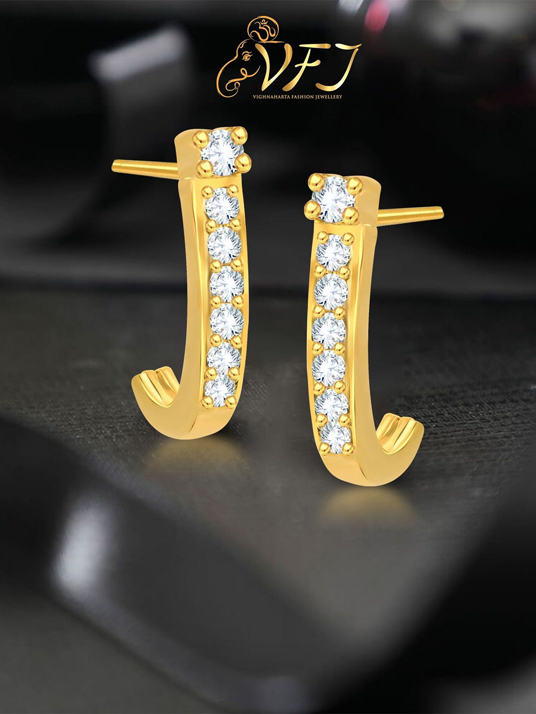 

Vighnaharta Gold-Plated Half Hoop Earrings