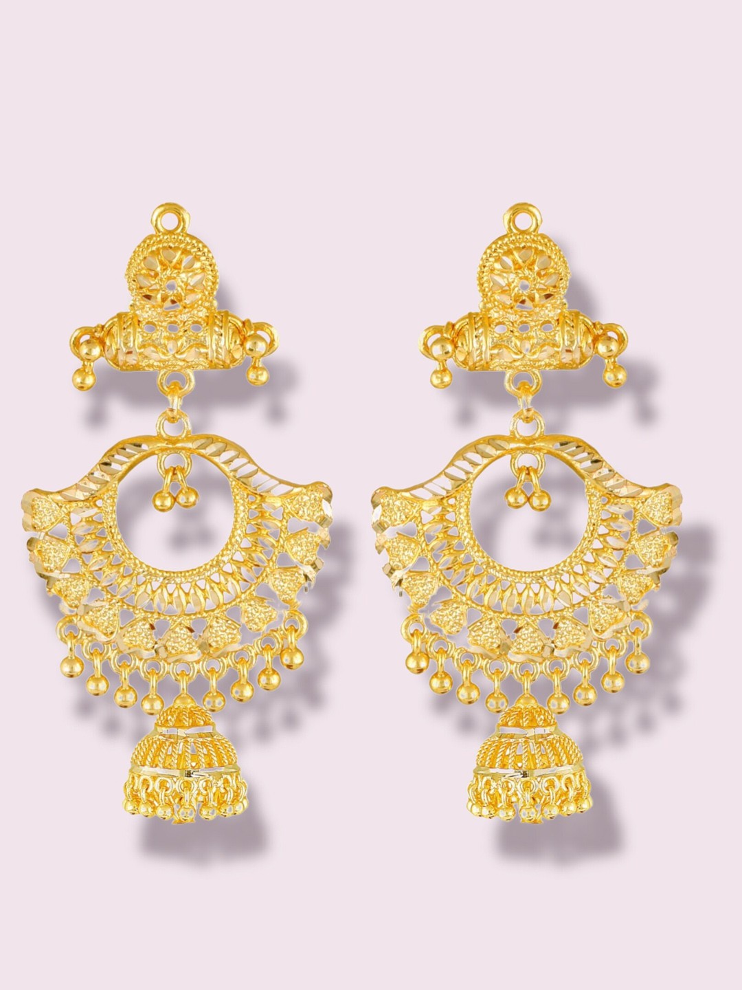 

Vighnaharta Gold-Plated Dome Shaped Jhumkas