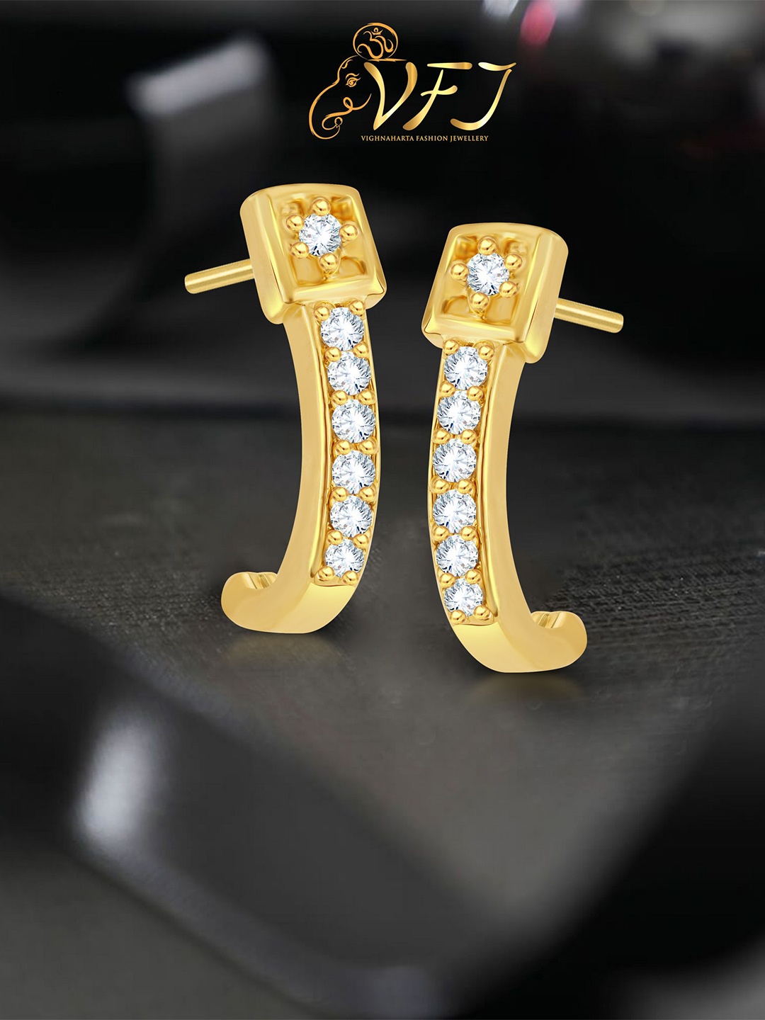 

Vighnaharta Gold-Plated Half Hoop Earrings