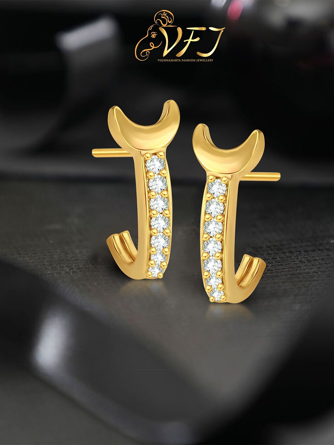 

Vighnaharta Gold-Plated Half Hoop Earrings