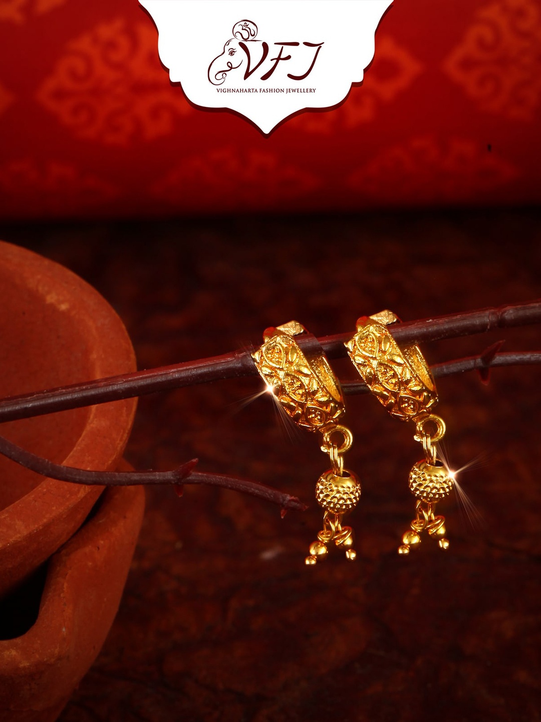 

Vighnaharta Gold-Plated Hoop Earrings