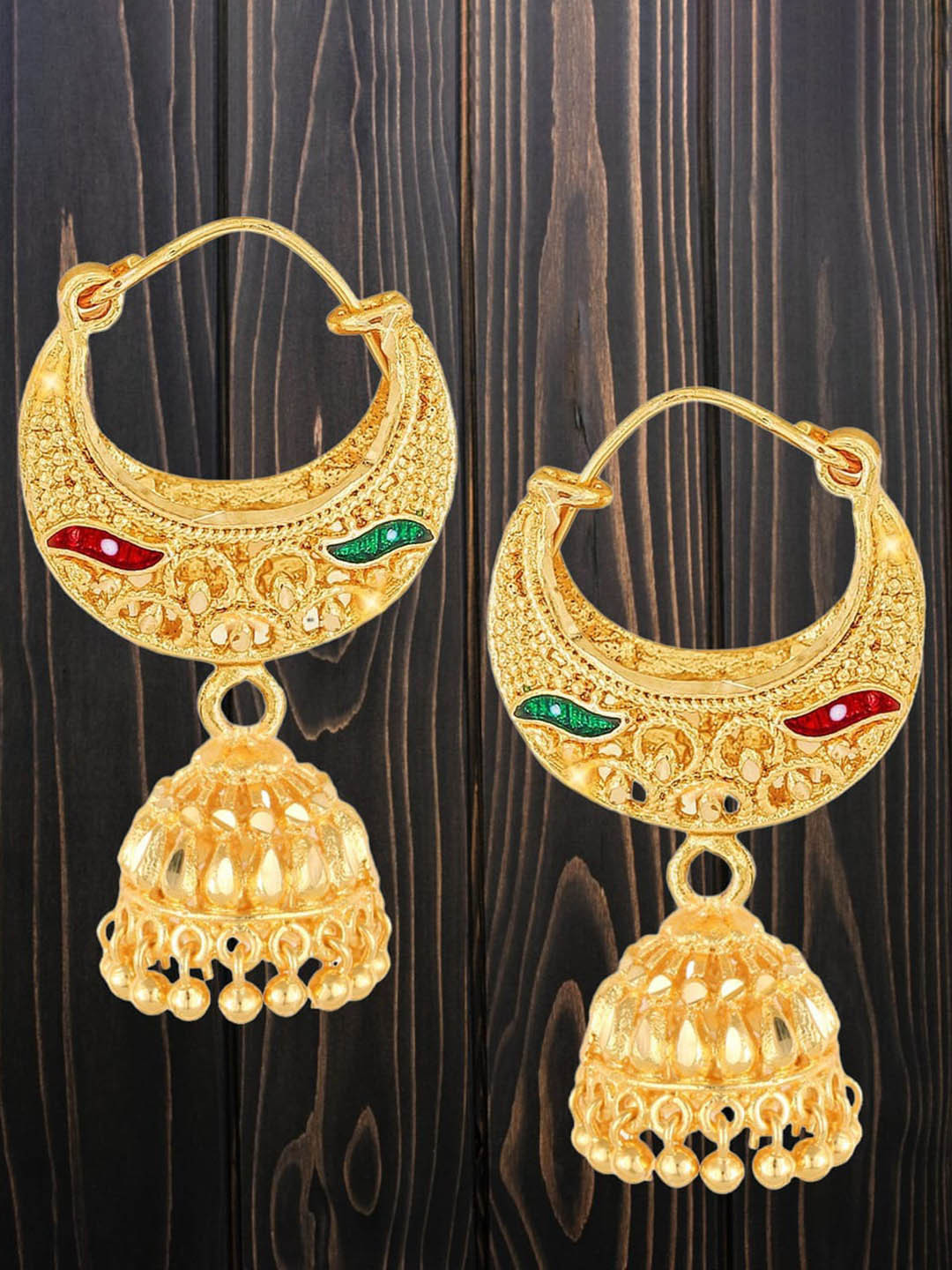

Vighnaharta Gold-Plated Dome Shaped Jhumkas